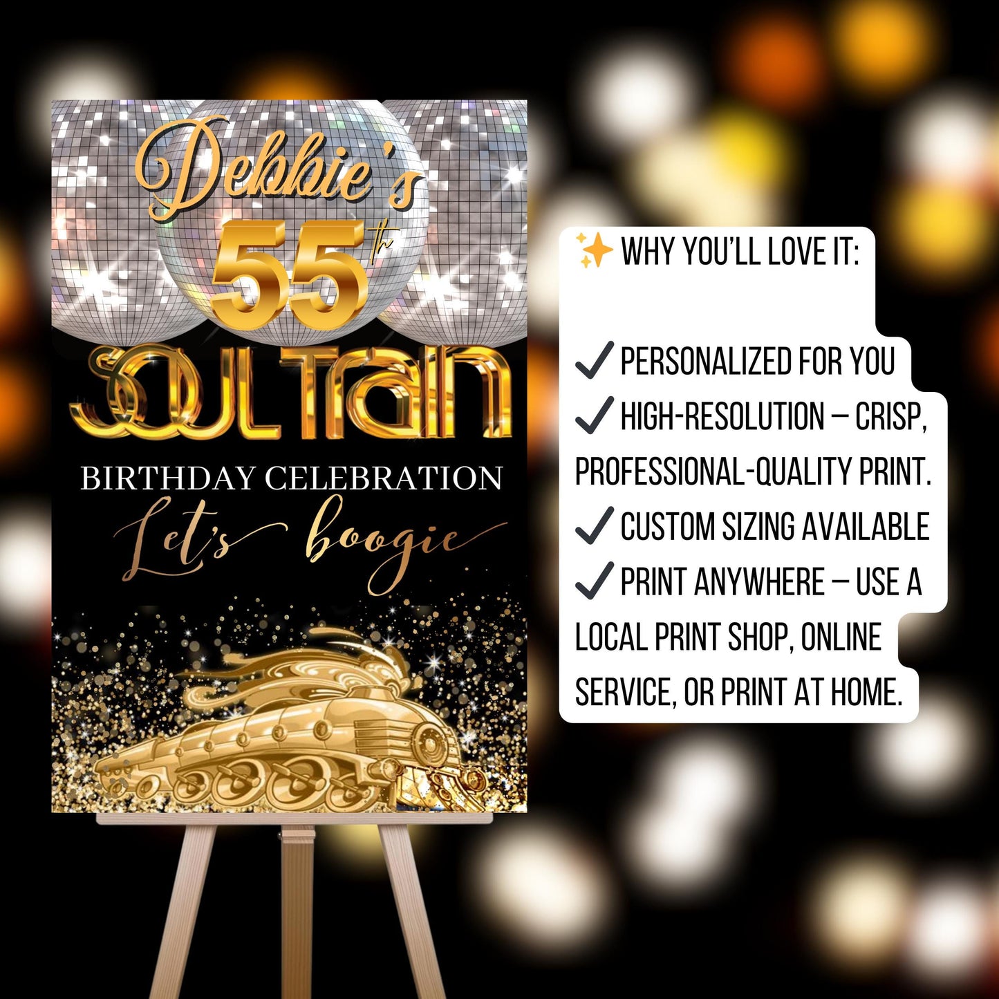 Soul Train Welcome Sign - Custom Printable Disco Sign - Studio 54 Entrance Sign