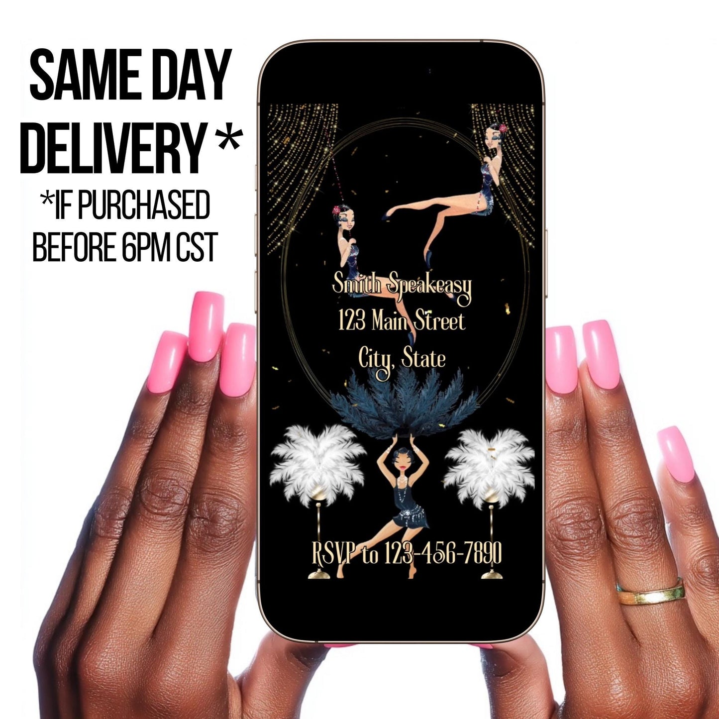 Gatsby Video Invite Roaring 20s party theme | Personalized Prohibition Speakeasy digital invitation