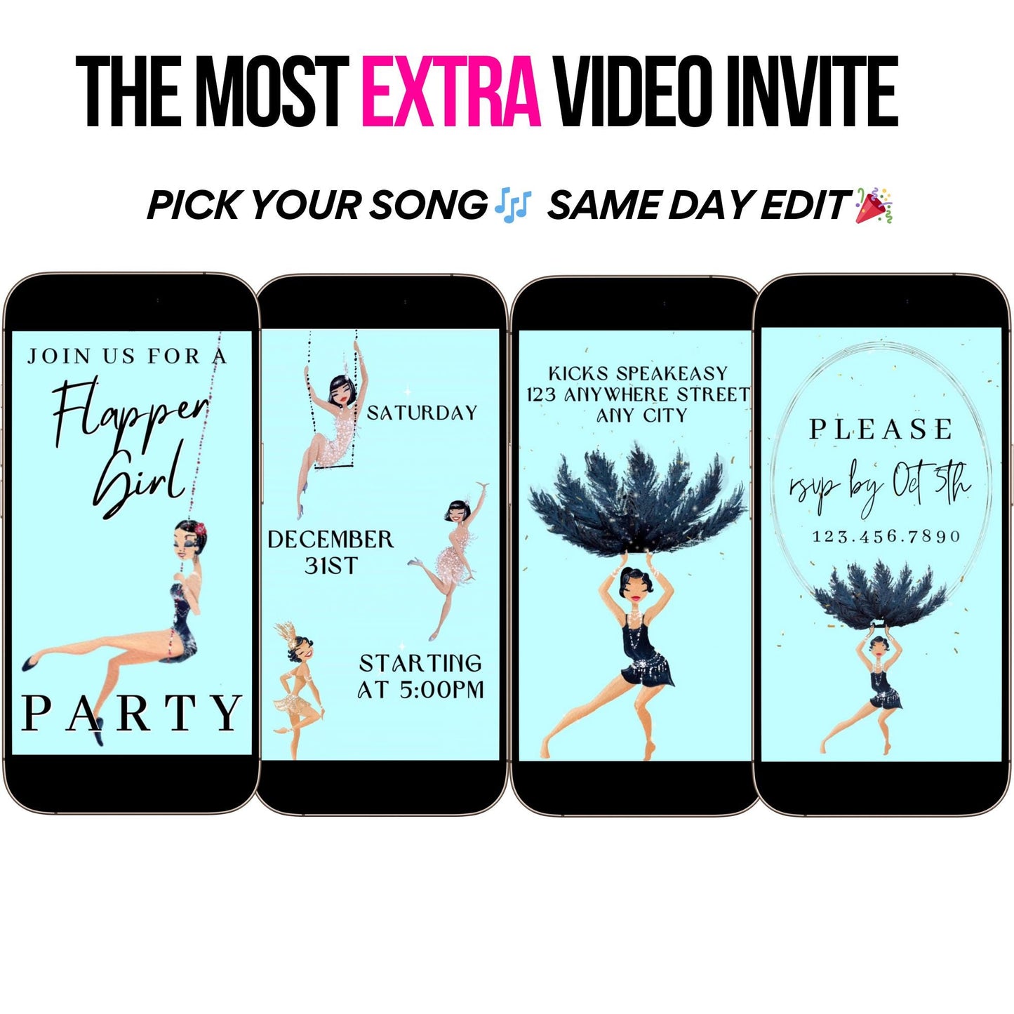 Gatsby Video Invite - Roaring 20s speakeasy 1920s party invite