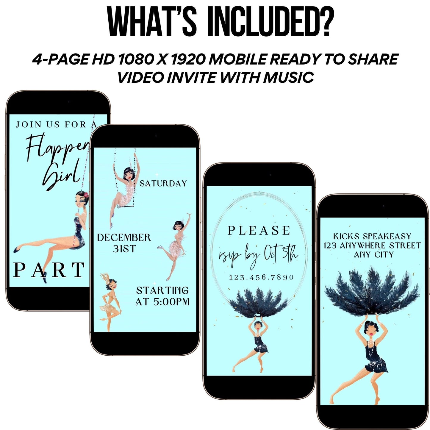 Gatsby Video Invite - Roaring 20s speakeasy 1920s party invite