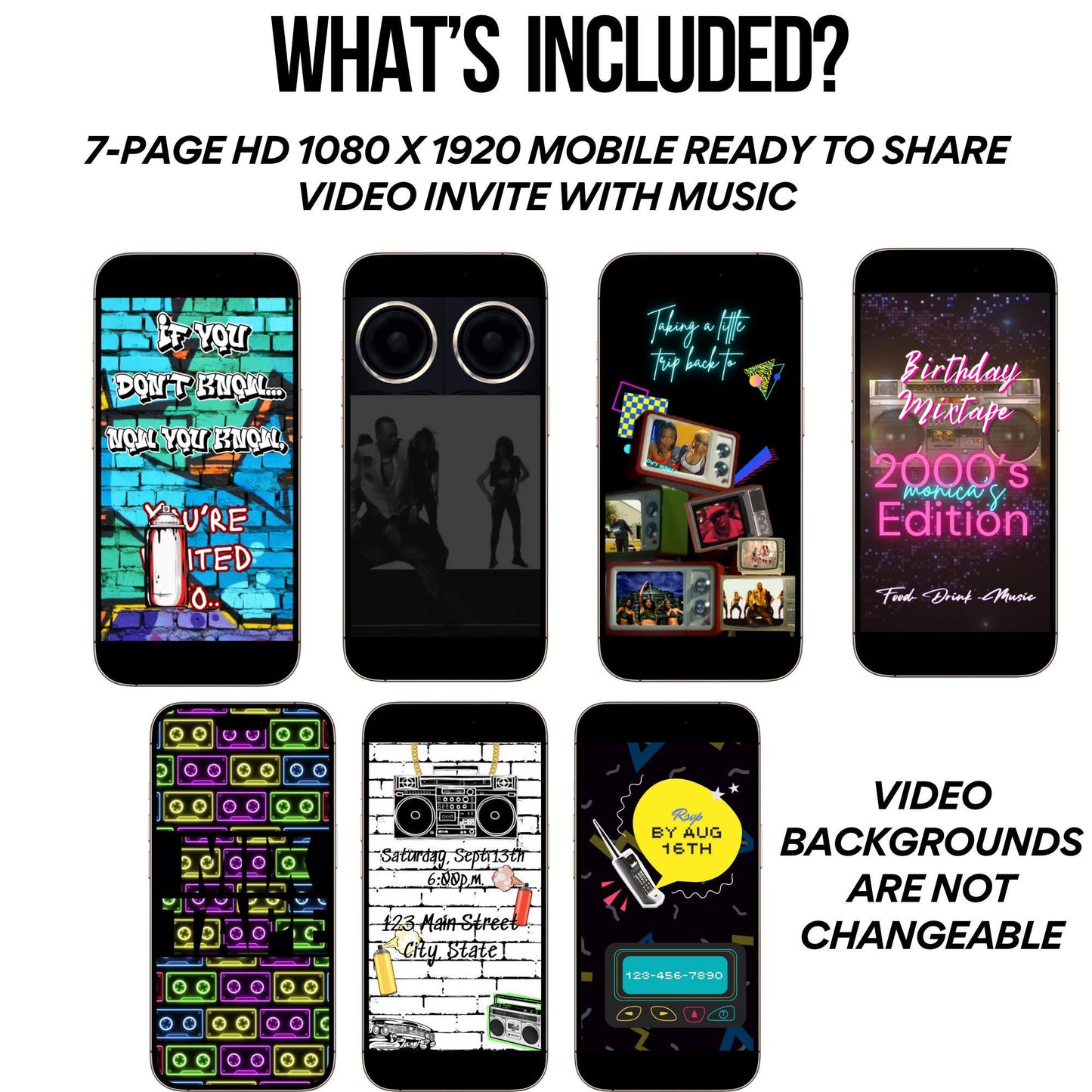 1990s Video Invitation Editable 80s 90s 2000s Birthday Party evite Digital Hip Hop Invite