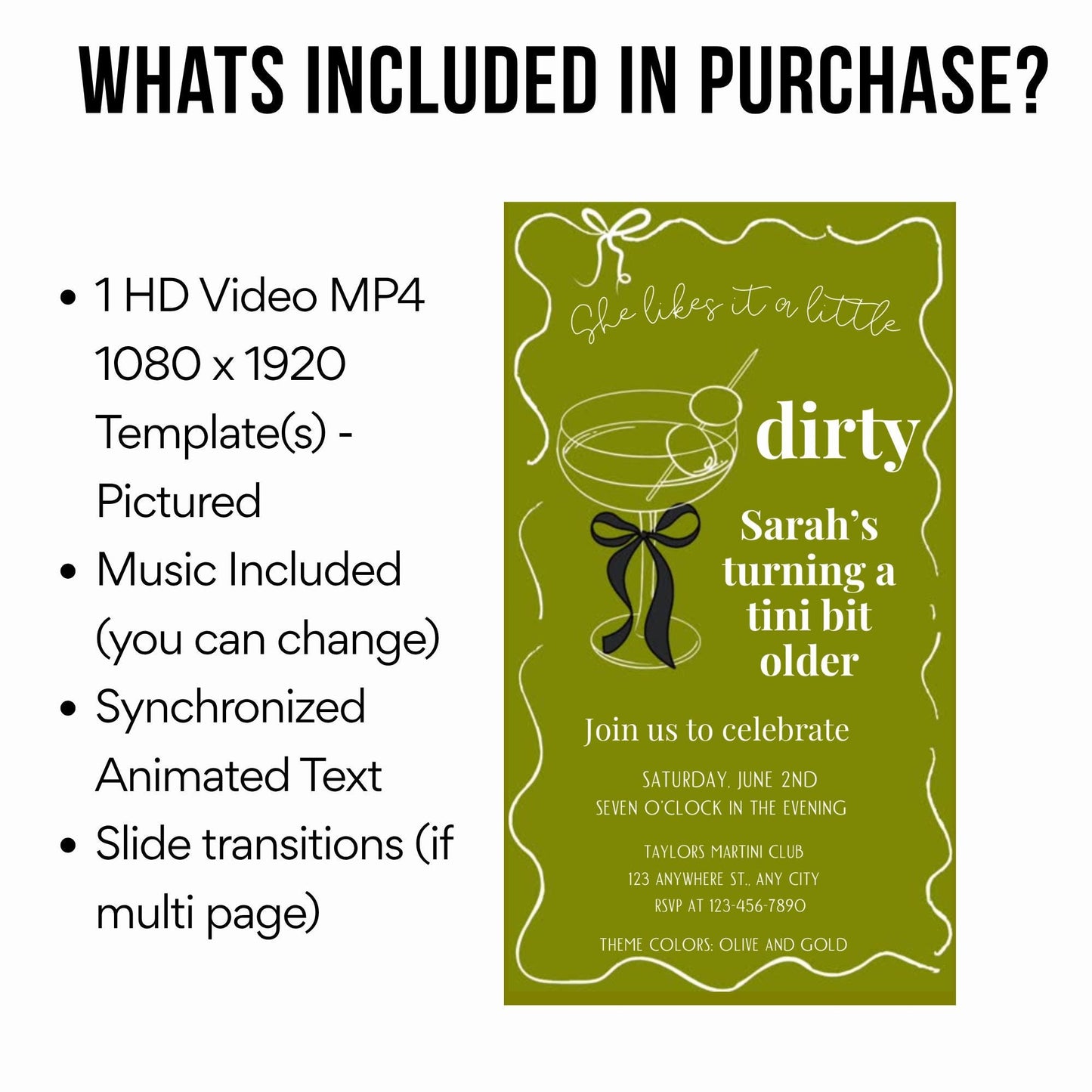 A tini bit older Martini Video Invite | She Likes it dirty martini evite