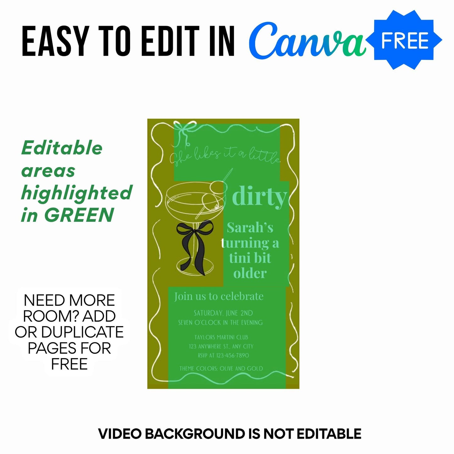 A tini bit older Martini Video Invite | She Likes it dirty martini evite