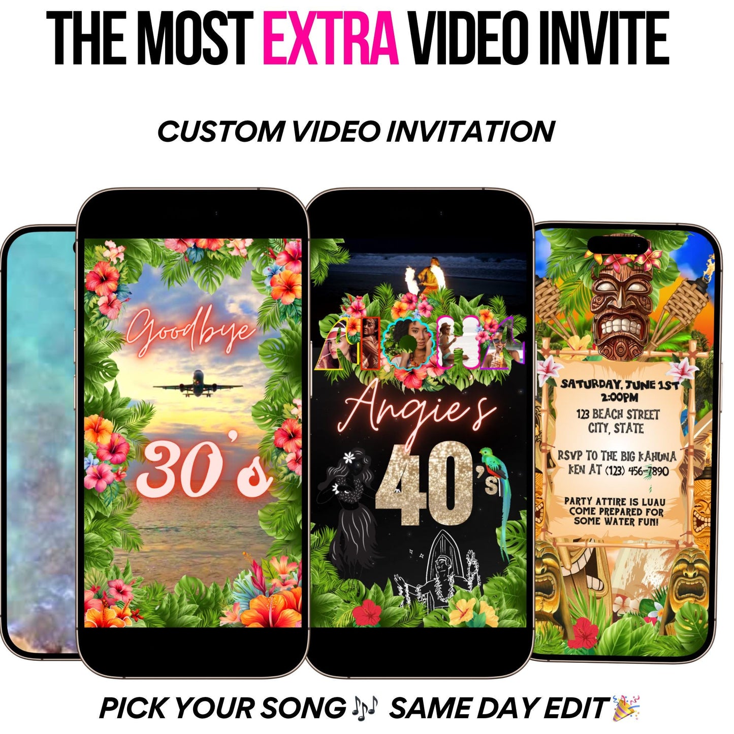 Tropical Trip Video Invitation - Save the Date Getaway Destination Reveal - Birthday Trip Evite