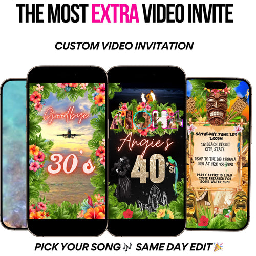Tropical Trip Video Invitation - Save the Date Getaway Destination Reveal - Birthday Trip Evite