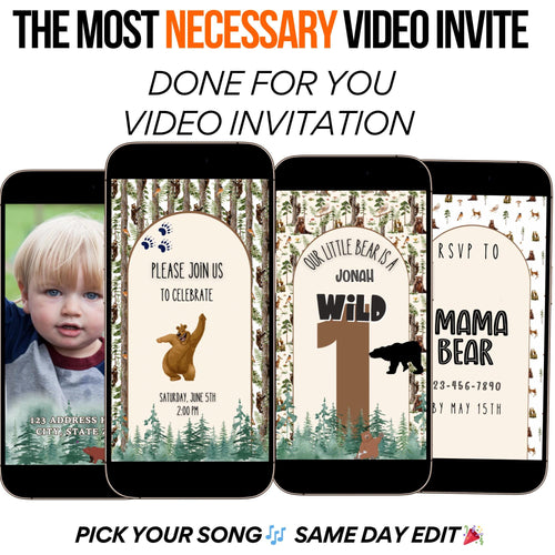 Bear Necessities Birthday Video Invitation Animated Jungle Book evite
