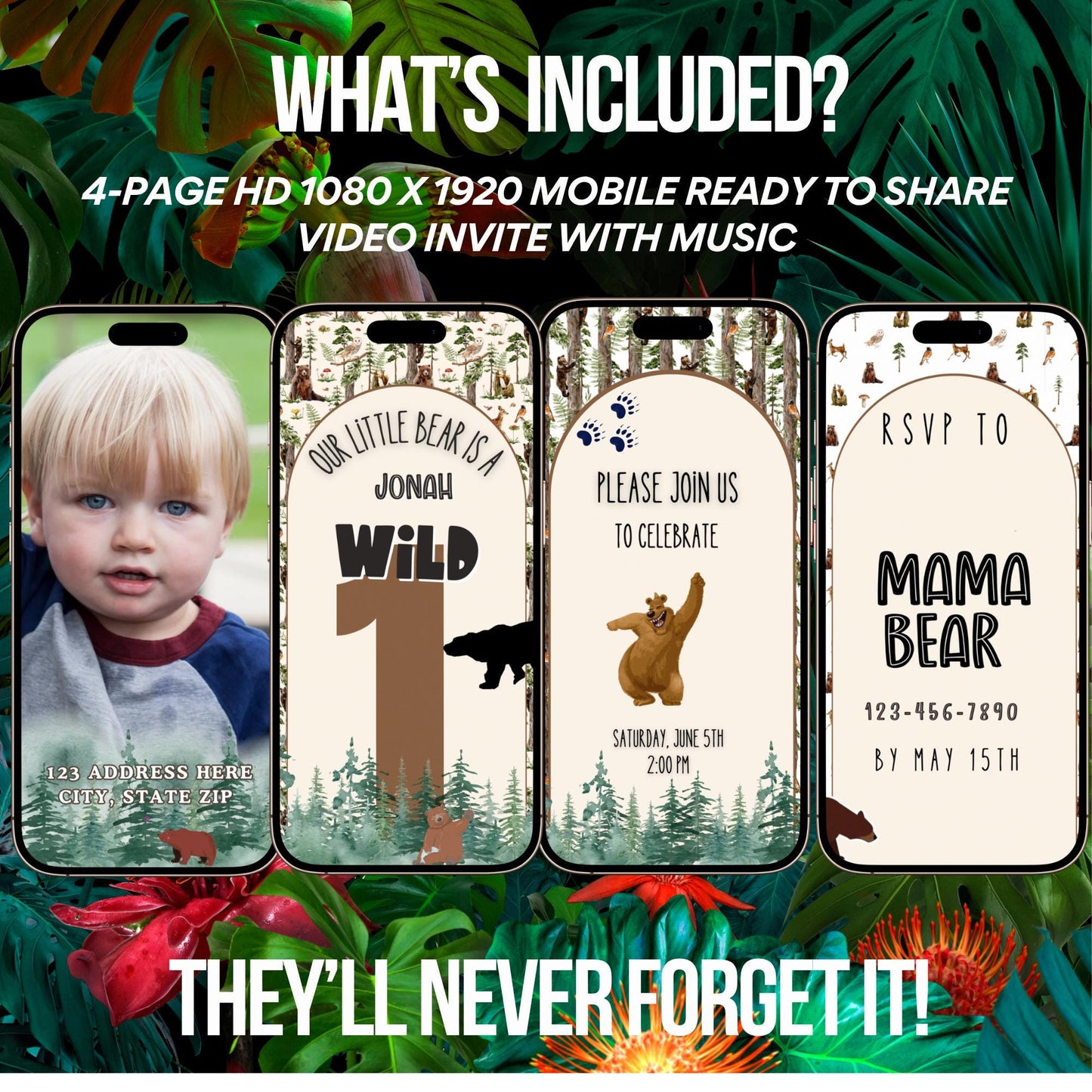 Bear Necessities Birthday Video Invitation Animated Jungle Book evite
