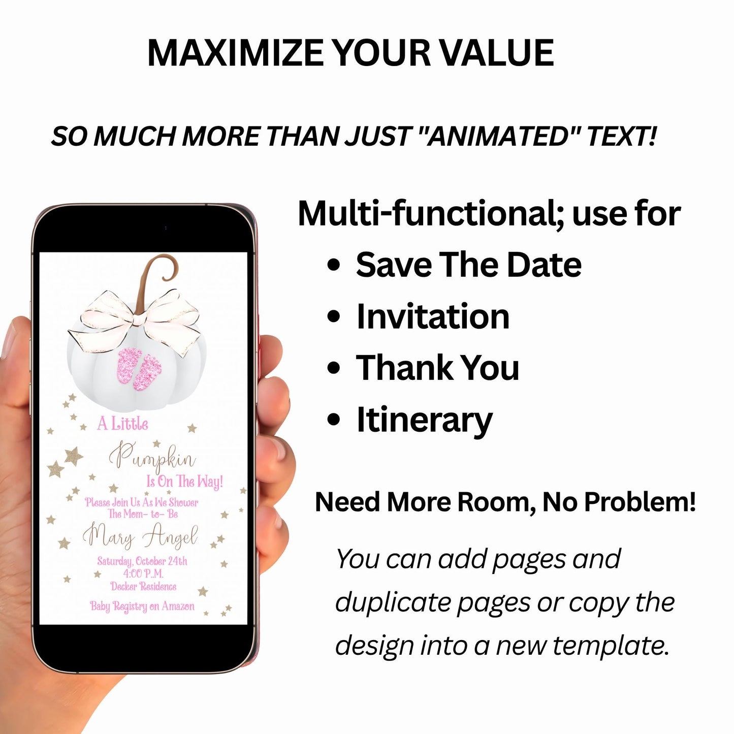 Baby Shower video invite - Pink pumpkin Baby Shower Evite - Pink Footprints It’s a girl