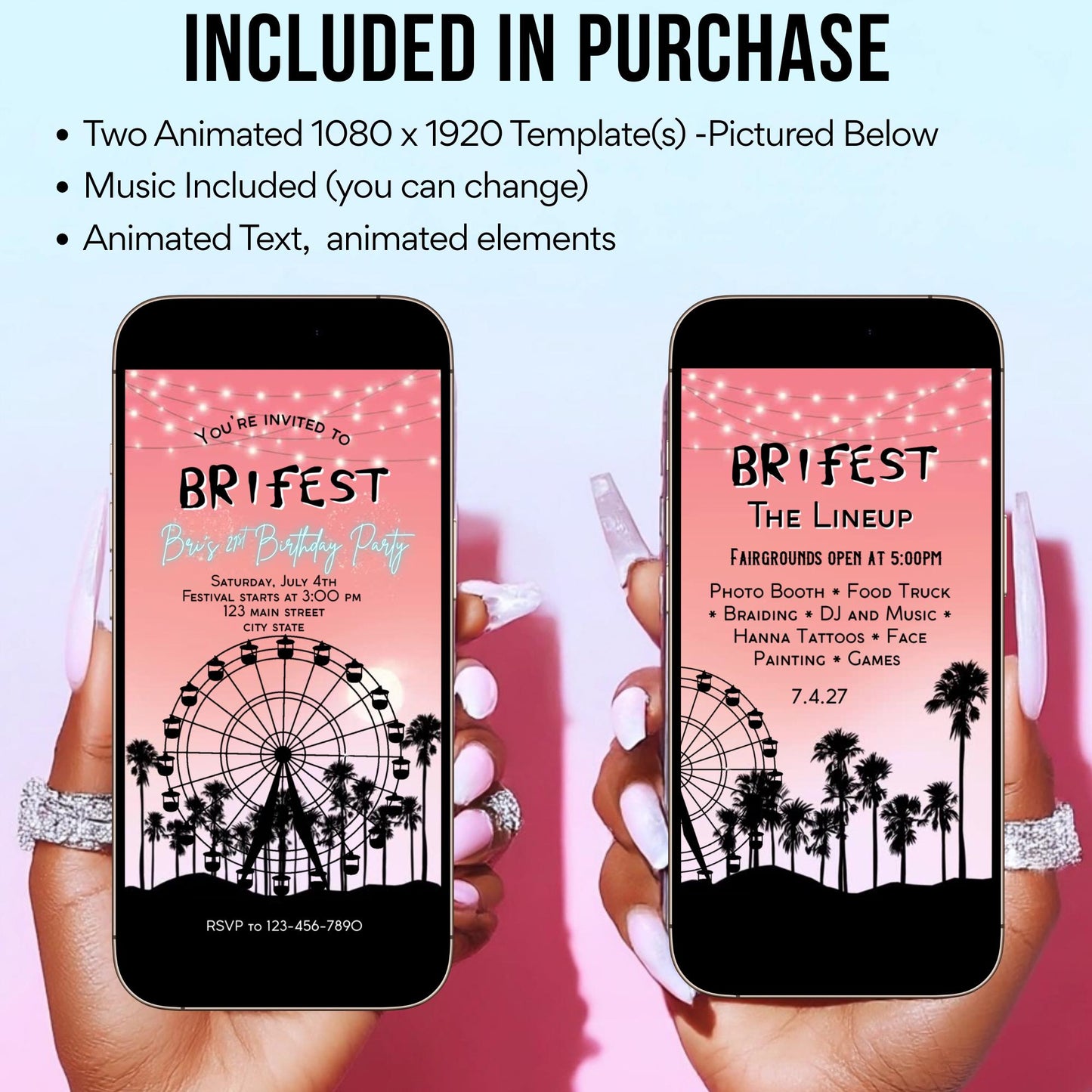 Digital Music Festival Video Invite Coachella Editable Evite Animated Ferris Wheel Mobile Invitation