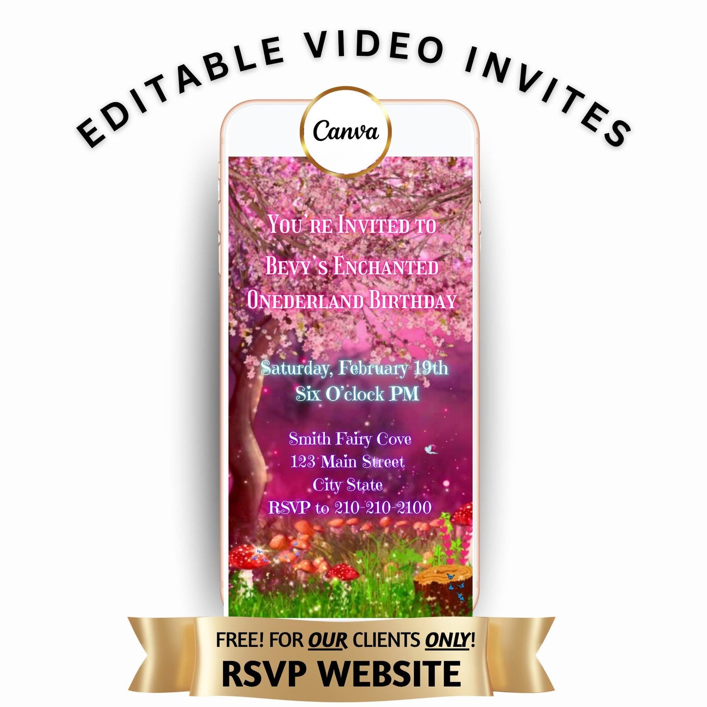 Enchanted Forest Video Invitation, Magic Fairy Video Invite, Canva Template, Editable Invite, Instant Download, Digital Evite, Text Invite