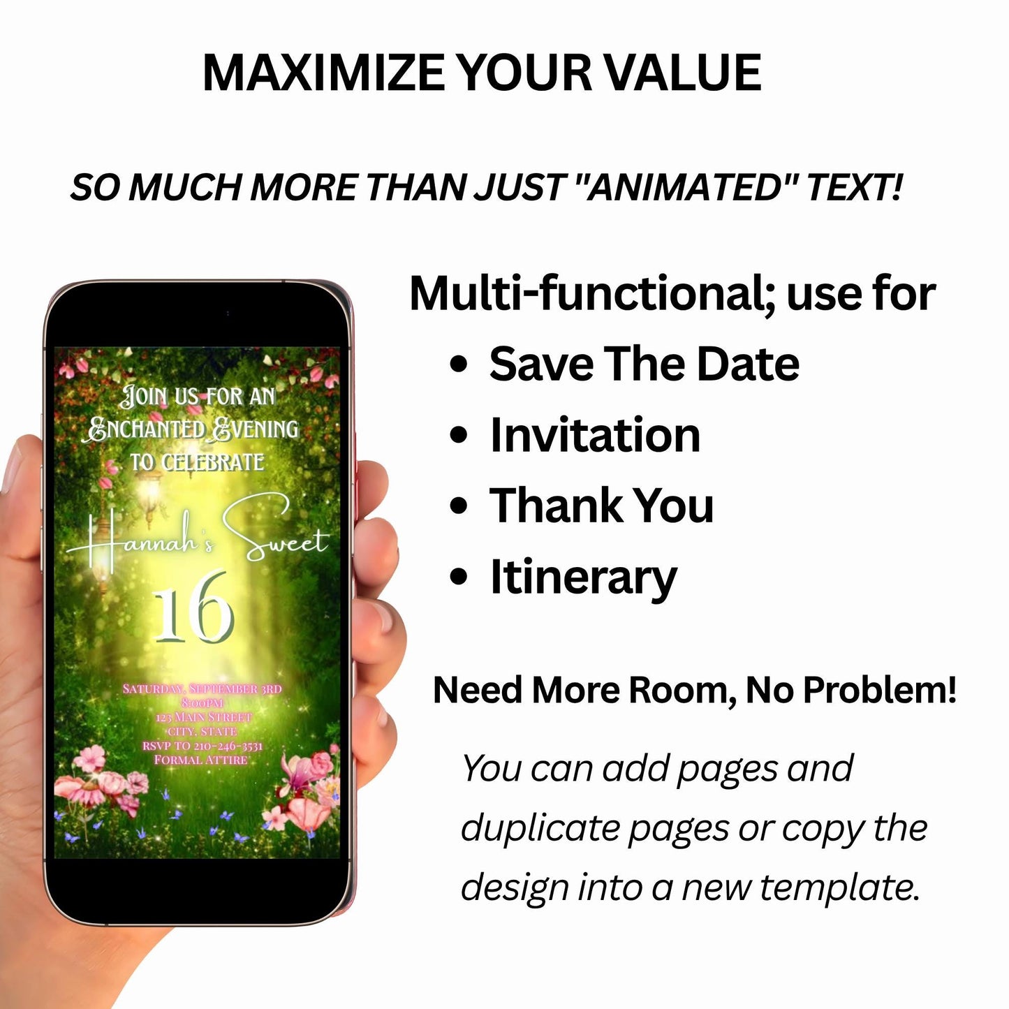 Enchanted Forest Video Invitation Enchanted Garden | Animated Invite Fairy Template Editable Evite