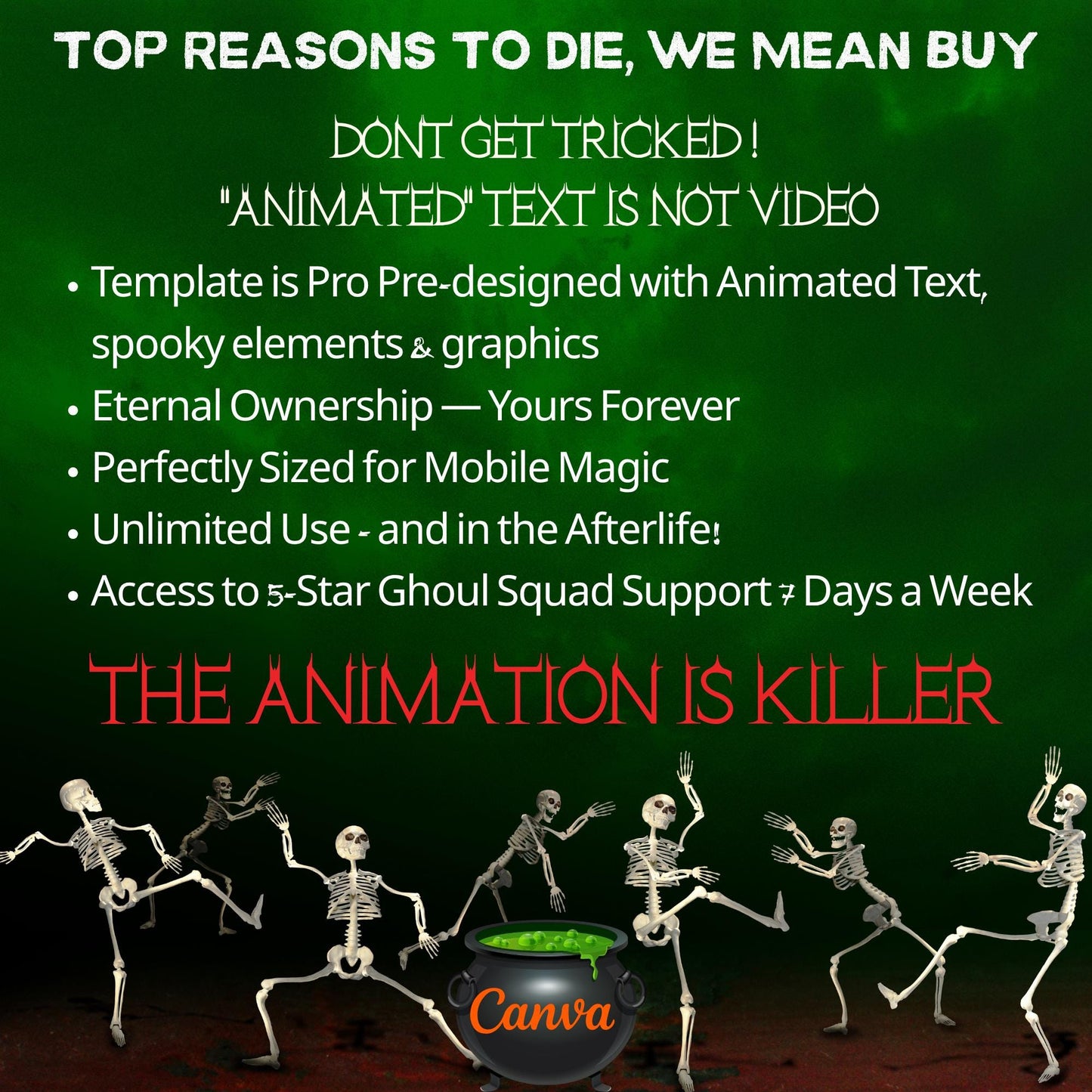 Editable Halloween video invitation with animated theme, customizable in Canva. Perfect for party invites.