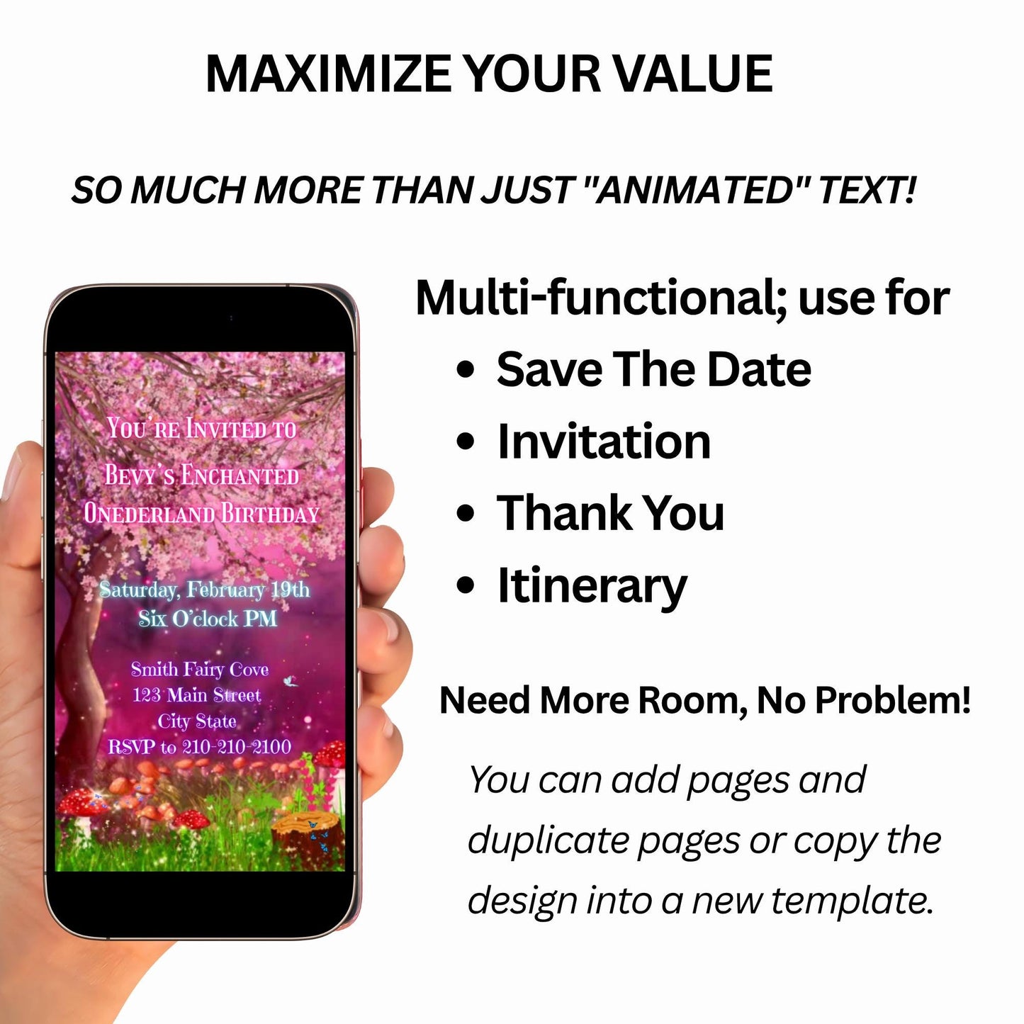 Enchanted Forest Video Invitation, Magic Fairy Video Invite, Canva Template, Editable Invite, Instant Download, Digital Evite, Text Invite