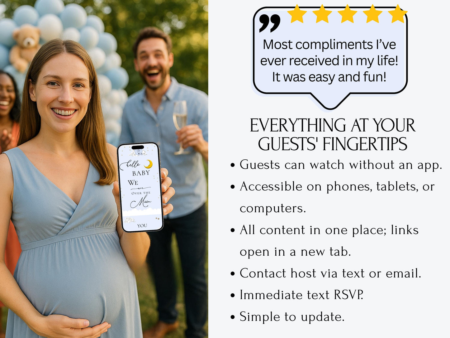Over the Moon Baby Shower Invitation and Guest Website