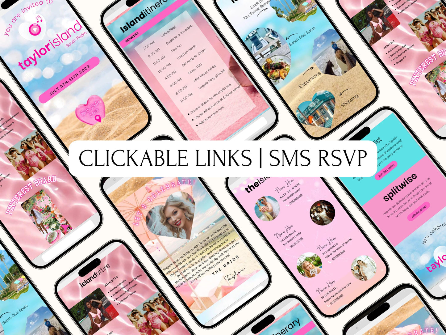 Love Island Bachelorette Trip Interactive Website Digital Itinerary Mobile RSVP