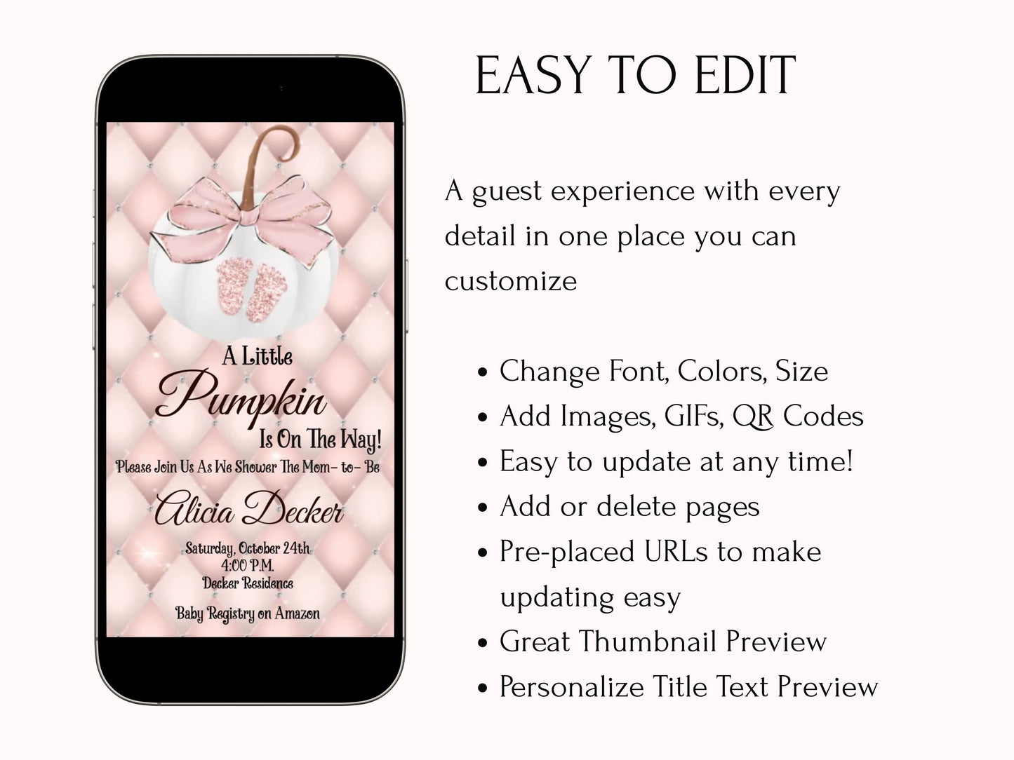 Little Pumpkin is On The Way - Pink Baby Shower Invitation