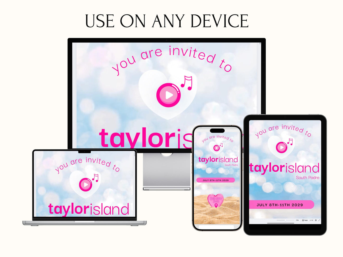 Love Island Bachelorette Trip Interactive Website Digital Itinerary Mobile RSVP