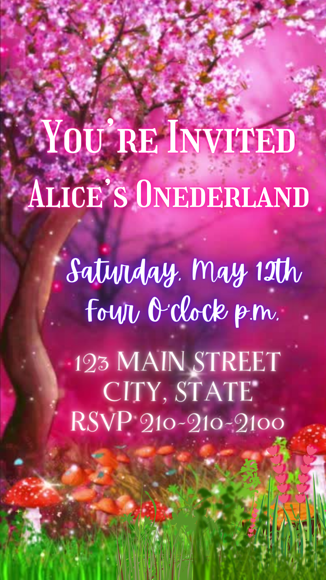 Pink Enchanted Forest Video Invitation, Midsummer’s Dream, Fairy Garden Video Invitation