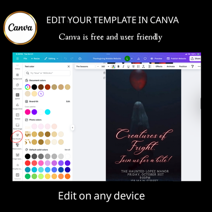Halloween Video Invitation, Red Balloon It Animated Invite, Editable Halloween Party Mobile Evite