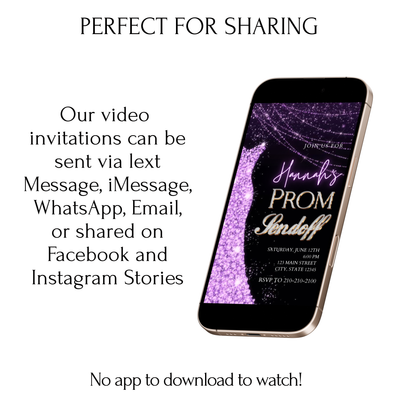 Purple Prom Send Off Video Invitation – Editable Canva Animated Invite