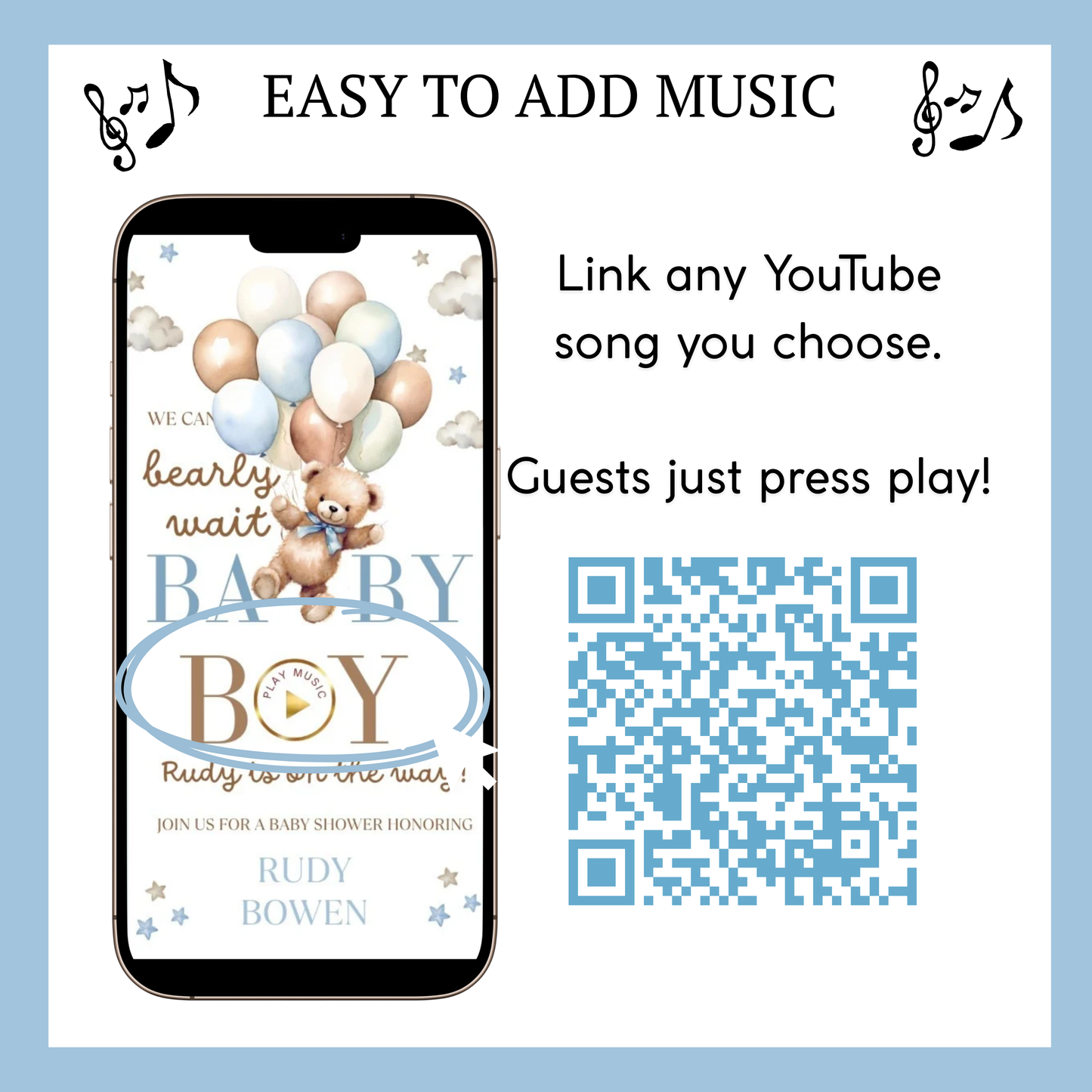 Bearly Wait Baby Shower Baby Shower Website Invite | Webpage with Music and RSVP | Baby Shower Canva Website Template