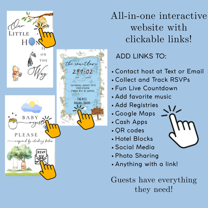 Winnie the Pooh Baby Shower Invite Website with RSVP
