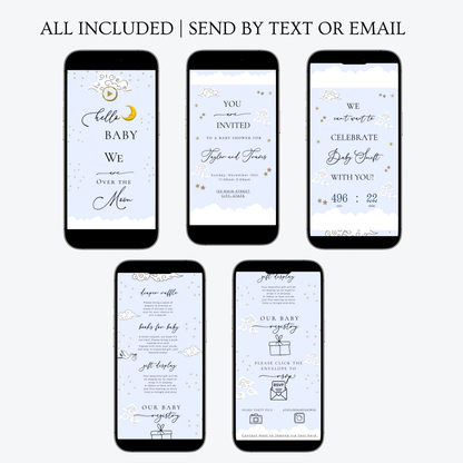 Over the Moon Baby Shower Invitation and Guest Website