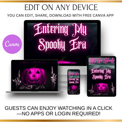 Halloween Video Invitation, In my Spooky Era Animated Invite, Editable Halloween Party Mobile Evite