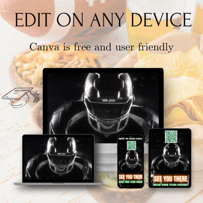 Super Bowl Party Video Invitation | Digital Football Canva Template
