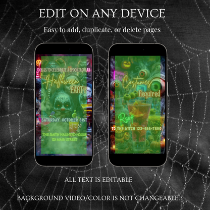 Halloween Video Invitation | Monster Animated Invite | Editable Halloween Bad and boozy Mobile Evite
