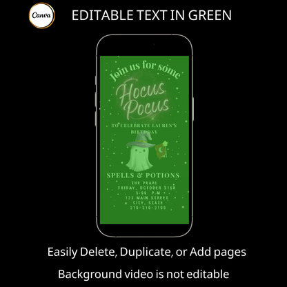 Halloween Video Invitation | Animated Halloween Digital Evite | Editable Canva Invite Template