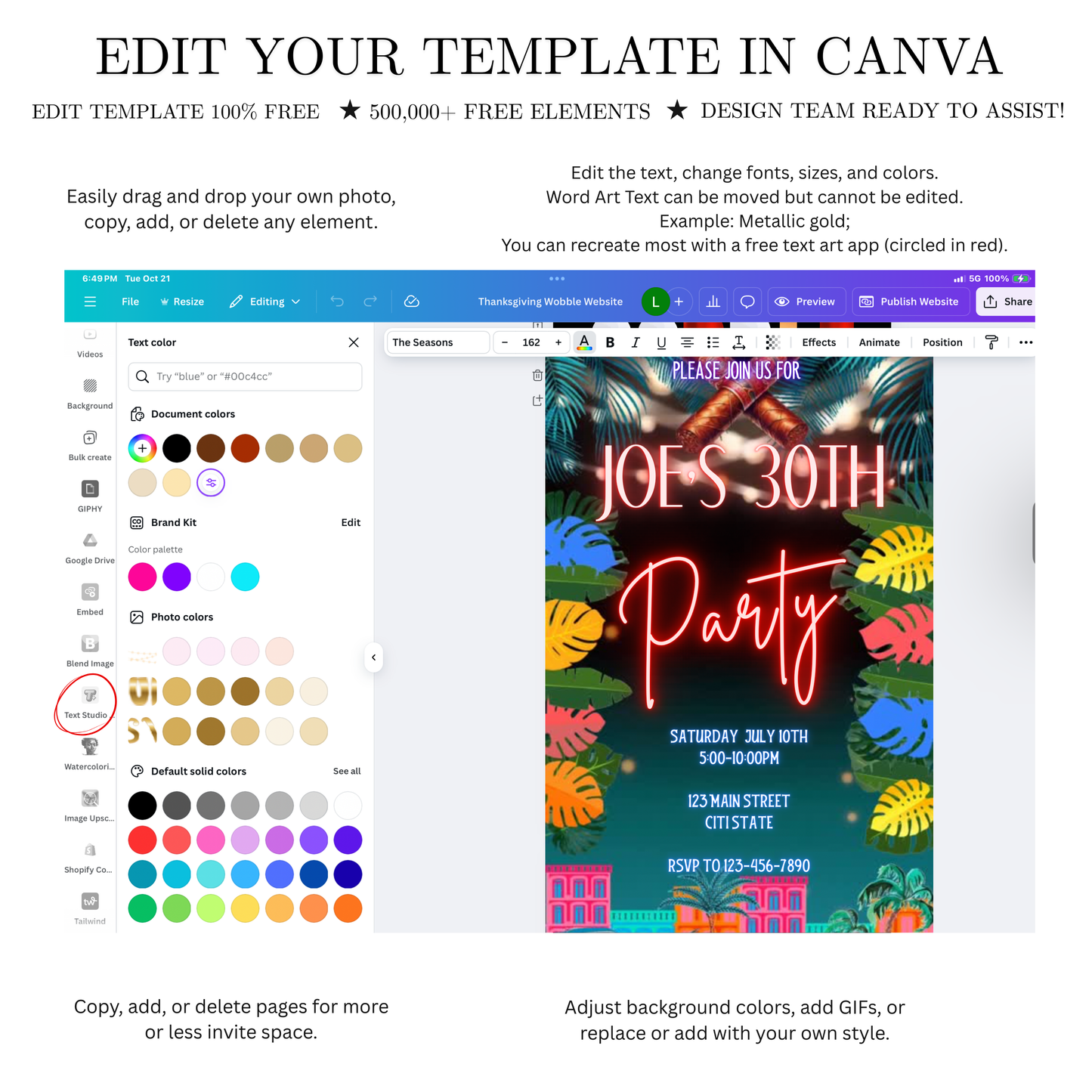 Havana Video Invitation | Animated Cuban Party Digital Evite | Editable Canva Invite Template
