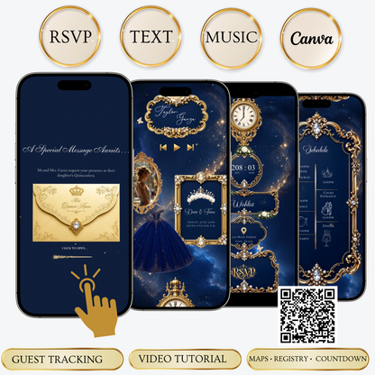 Navy and Gold Website Invitation with RSVP tracking