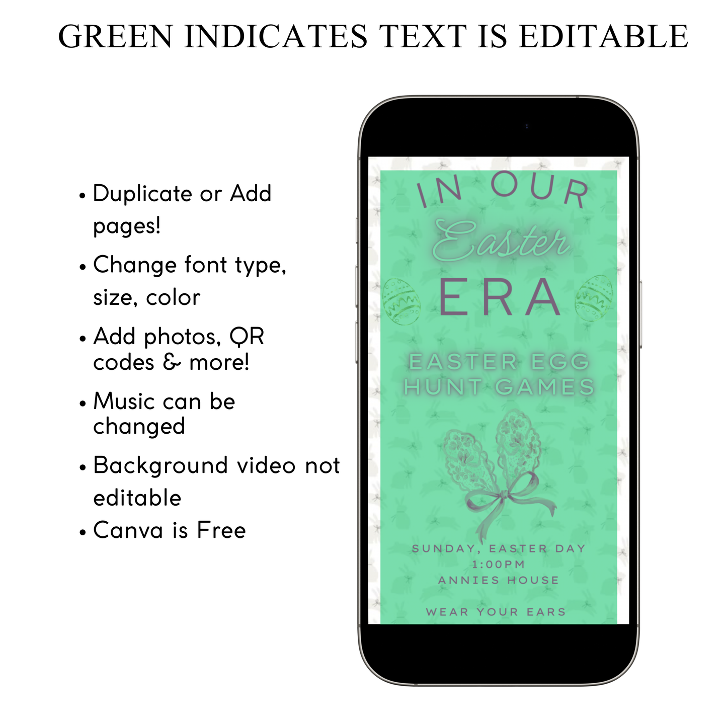 Easter Video Invitation, In my Easter Era Animated Invite, Digital Canva Template