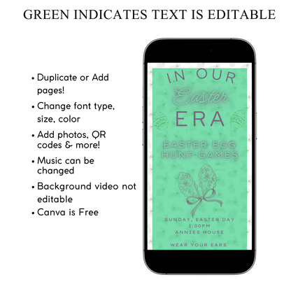 Easter Video Invitation, In my Easter Era Animated Invite, Digital Canva Template