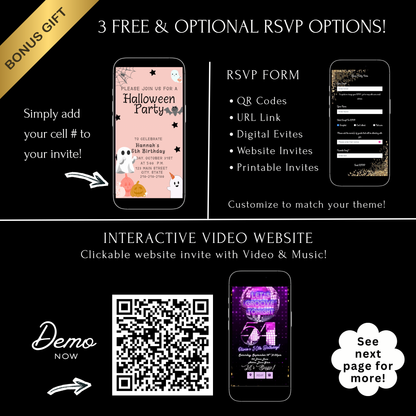Halloween Video Invitation | Animated Halloween Digital Evite | Editable Canva Invite Template