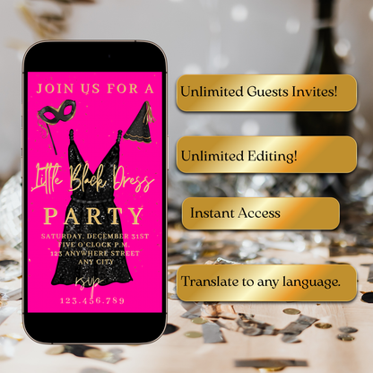 Little Black Dress Video Invitation | Mobile Prom Sendoff Animated Invite | Canva Video Evite Template