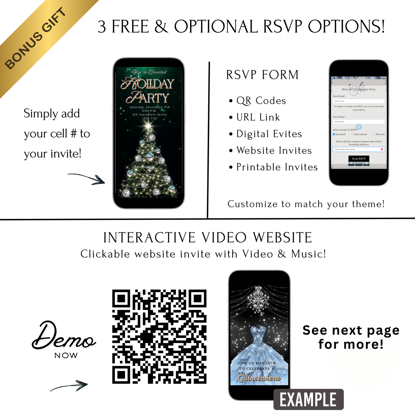 Holiday Party Video Invitation | Editable Canva Christmas Evite with Music