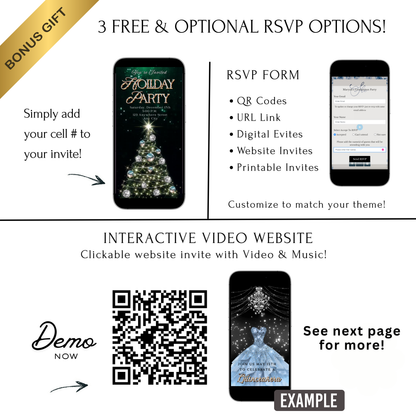 Holiday Party Video Invitation | Editable Canva Christmas Evite with Music