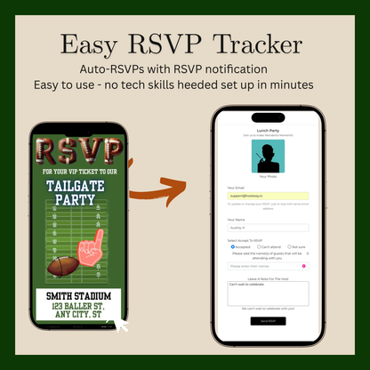 Super Bowl LX Video Invitation and RSVP Website | Game Day Party Invite | Digital Football Invite | Editable Online Template