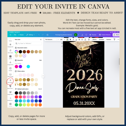 Graduation Party Video Invitation | Digital Graduation Invite | Editable Online Canva Template