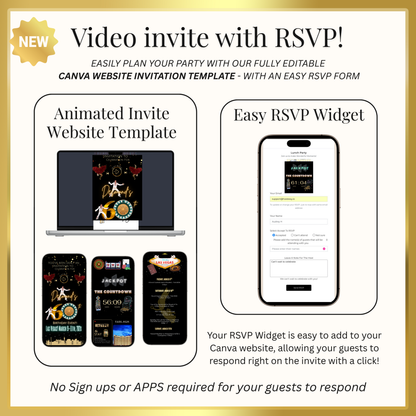 Las Vegas Website Invitation | Las Vegas RSVP Itinerary Website | Canva Website Template