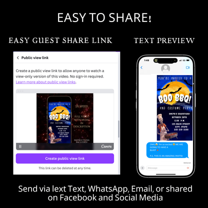 Halloween Video Invitation | Animated Halloween Digital Evite | Editable Canva Invite Template