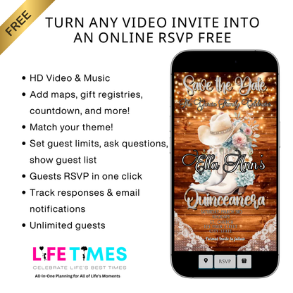 Quinceanera Video Editable Invitation | Animated Mis Quince Invite | Editable Sweet 15 Template