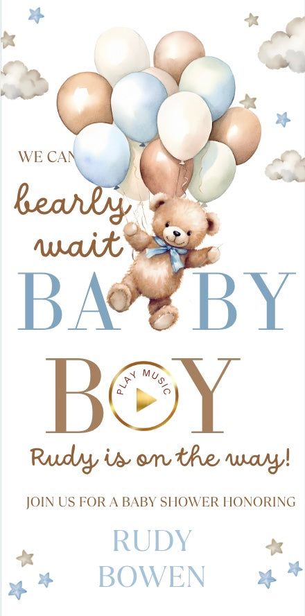 Bearly Wait Baby Shower Baby Shower Website Invite | Webpage with Music and RSVP | Baby Shower Canva Website Template