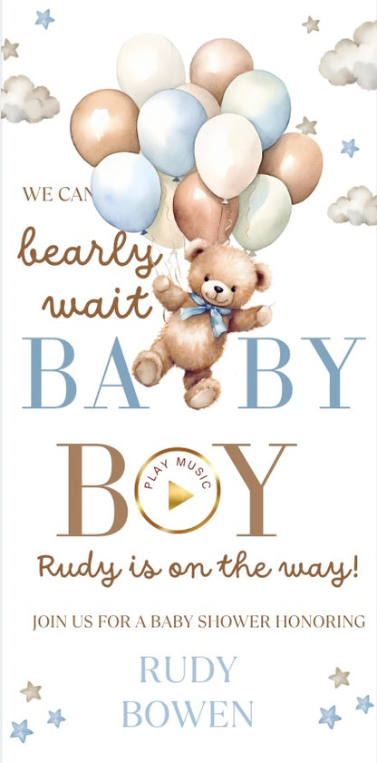Bearly Wait Baby Shower Baby Shower Website Invite | Webpage with Music and RSVP | Baby Shower Canva Website Template