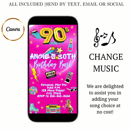 Editable 90s Video invitation | Animated Throwback 80s, 90s, 2000s