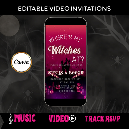 Halloween-Videoeinladung | Animierte digitale Halloween-Einladung | Bearbeitbare Canva-Einladungsvorlage