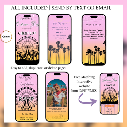 Coachella Video Invitation | Mobile Music Festival RSVP Website Animated Invite | Digital Invite Template