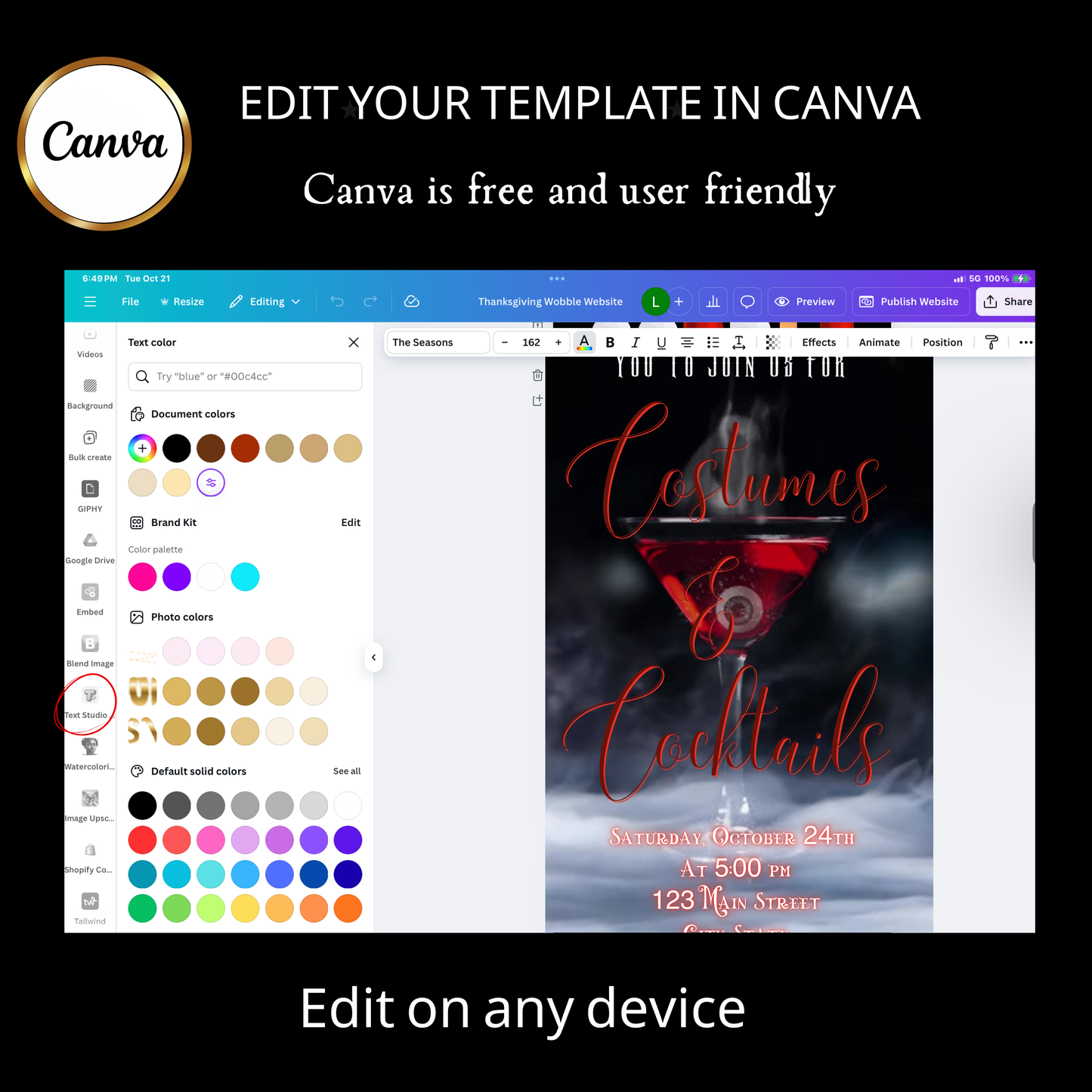 Halloween Video Invitation | Animated Halloween Digital Evite | Editable Canva Invite Template